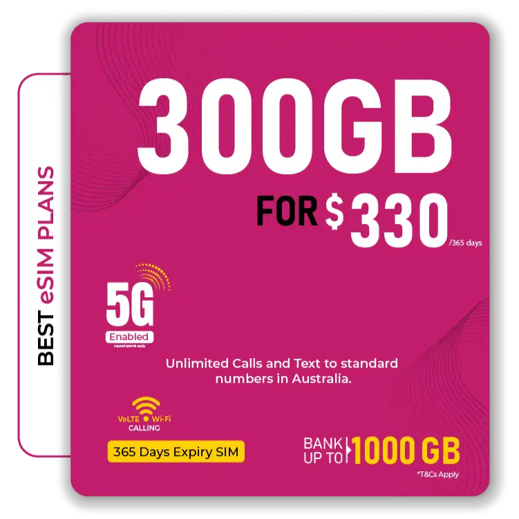 Skytel's best 300GB for 365 days eSIM Australia Plan